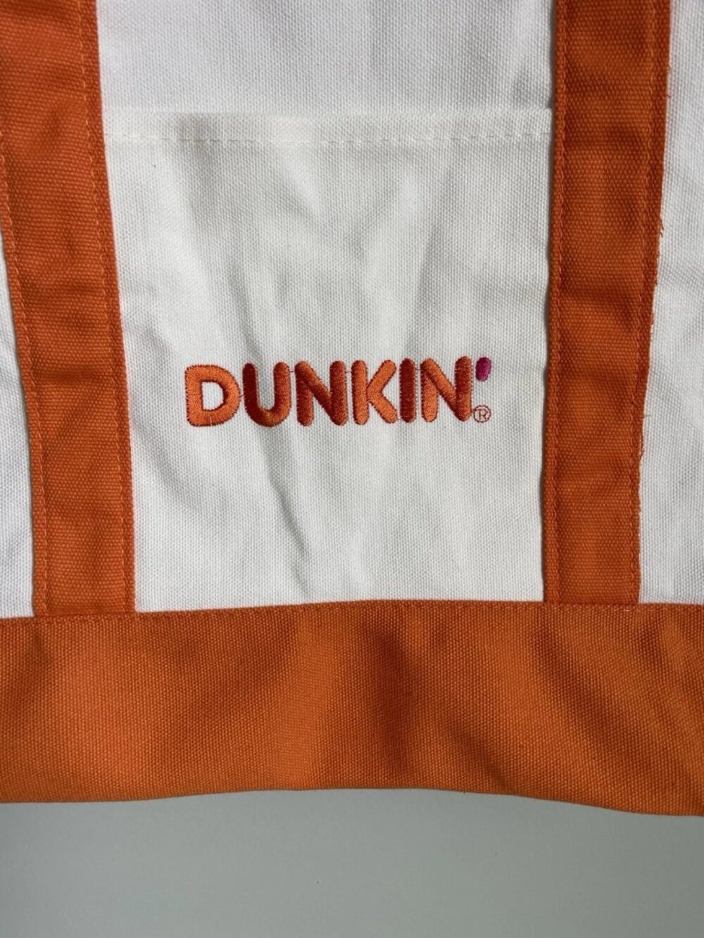 Dunkin Donuts White Orange Canvas Tote Bag Satchel 2026 Limited Collectible - Picture 3 of 4